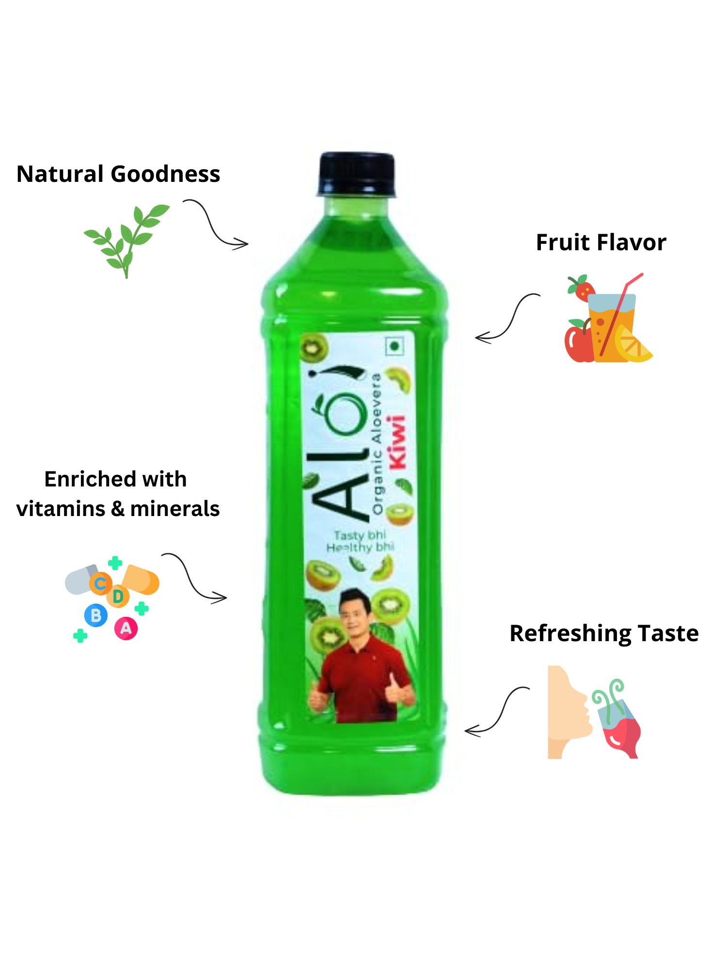 Aloi Natural Aloe vera Kiwi Fruit Juice
