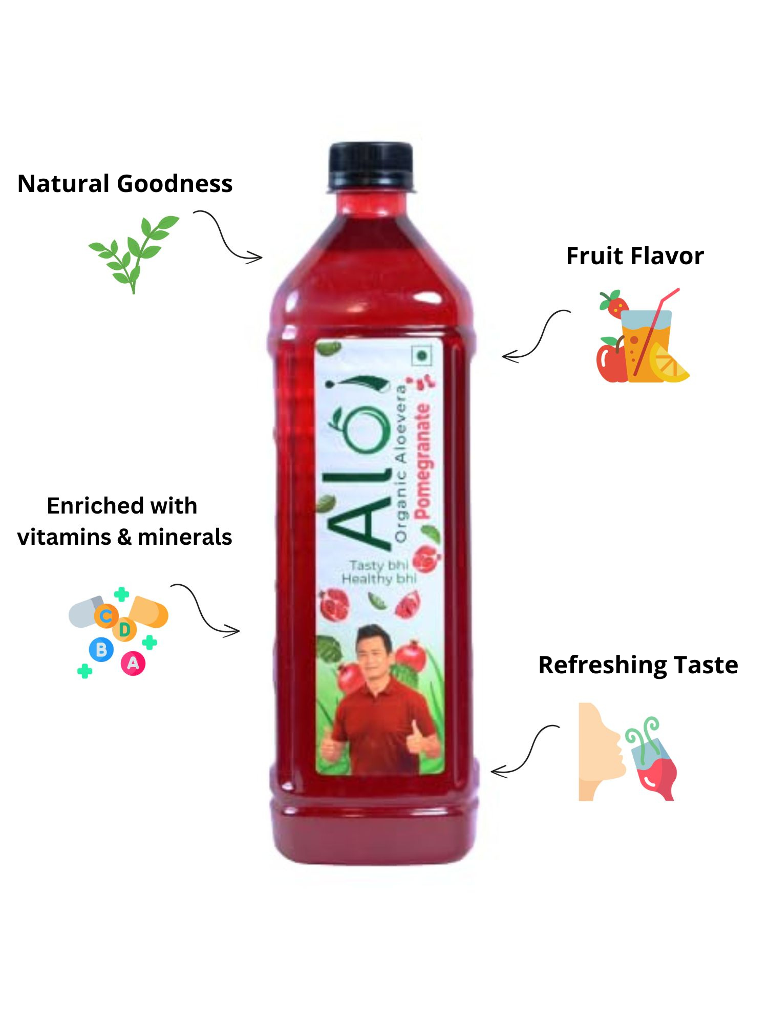 Aloi Natural Pomegranate Aloevera Fruit Juice